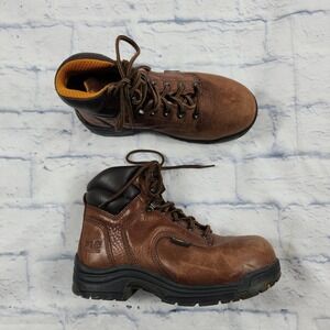 Timberland WOMENS SIZE 6 Pro Titan 6" Work Boots Brown Leather Alloy Toe